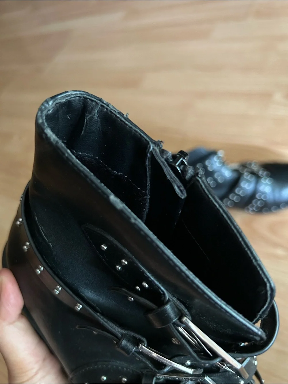 Forever 21 Black Metal Studded Low Top Boots Size 7